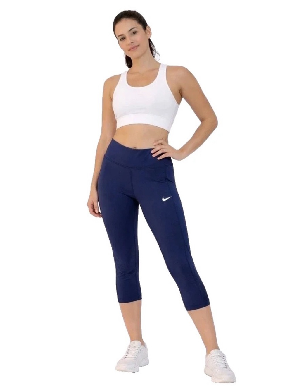 Nike Running Dri Fit Women’s Power Crop Running Tights In Blue Size: Large